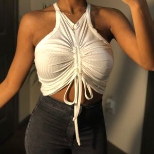 Missguided Ribbed Ruched Racerback Top